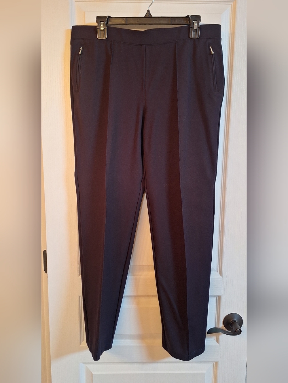 Ladies Navy Knit Dress Pants - Classic Tailored Fit